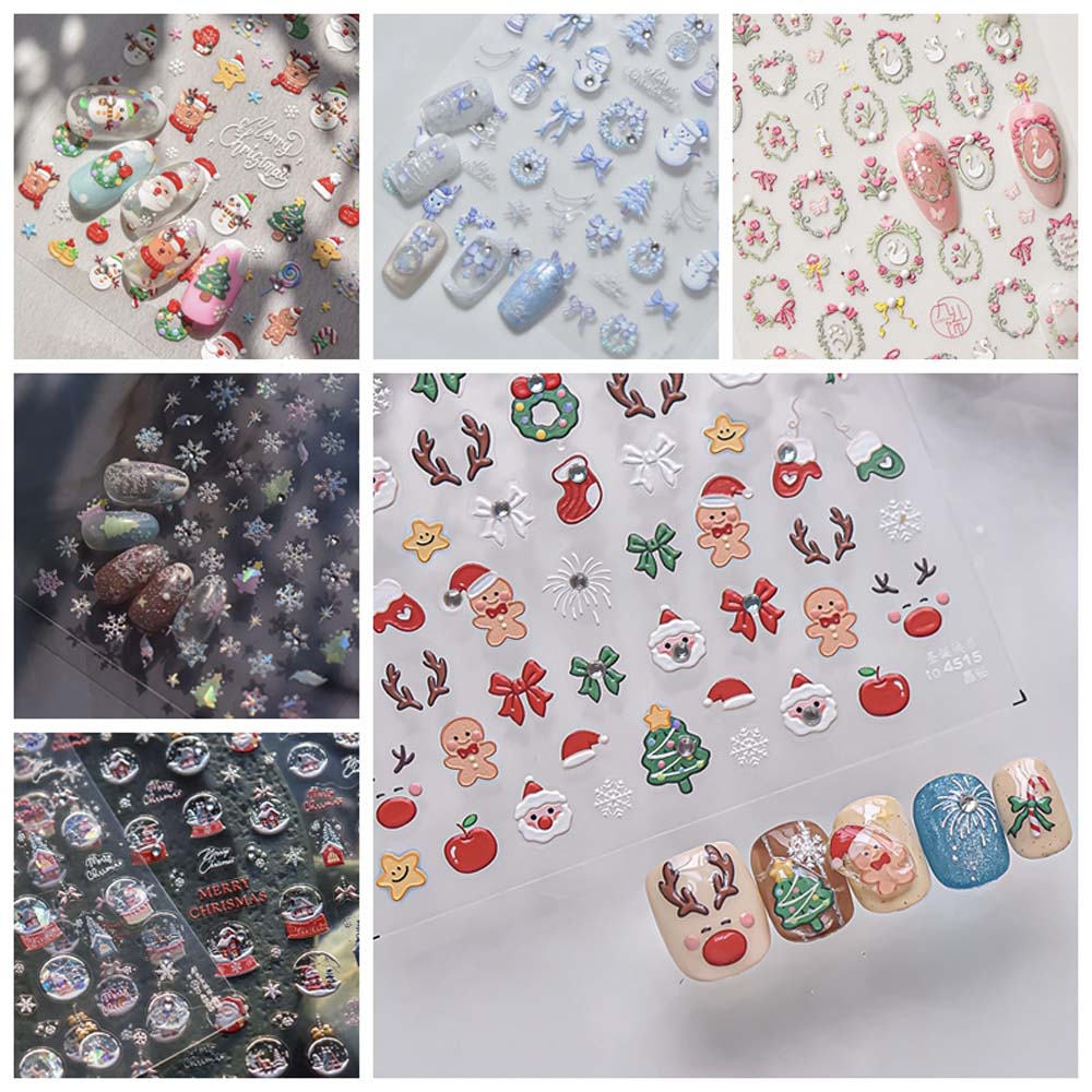 5D Жемчужные Рождественские Наклейки для Ногтей Аксессуары для Ногтей Рождественские Украшения для Ногтей Леди/Девушки