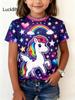 Детские футболки с 3D-принтом лошади для девочек, радужные модные мягкие удобные футболки, детские топы
