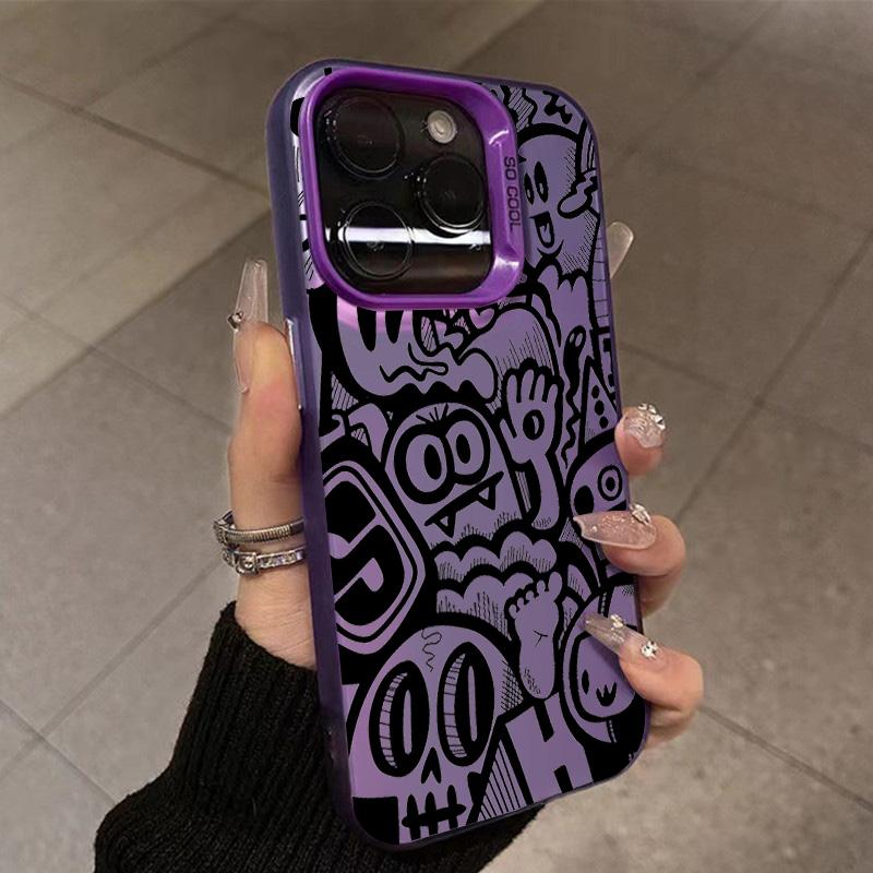 Супер крутой черный граффити противоударный чехол для телефона для iPhone 16 15 14 13 12 11 Pro Max X XS Max XR 7 8 16 Plus SE2 Матовый жесткий чехол