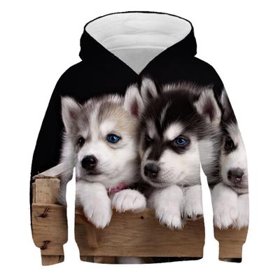 Модные детские толстовки с 3D принтом и милыми собаками, спортивная одежда с капюшоном для мальчиков и девочек, уличная одежда для детей 4, 5, 6, 7, 8, 9–14 лет