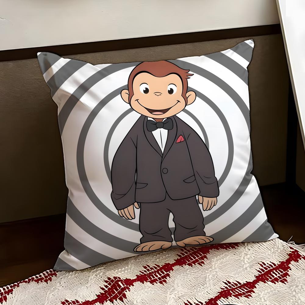 Anime CCurious GGeorge Cushion Cover Reversible Soft Durable Pillow Cover Home Car MultiScene Use for Daily Comfort