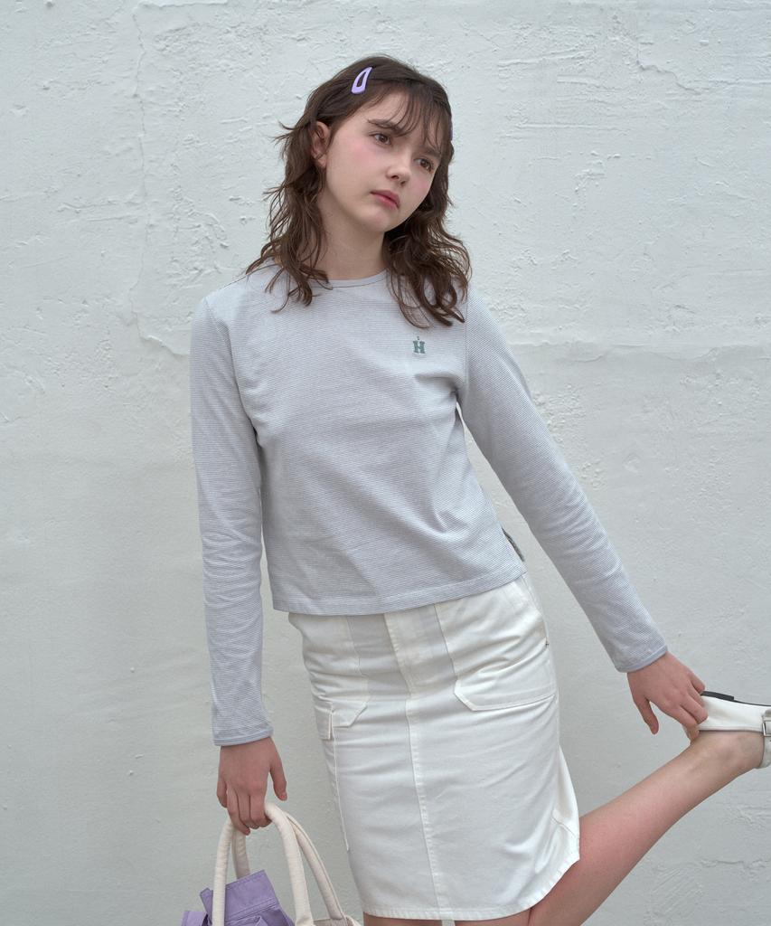HANE H Needlework T-Shirt_Green Stripe