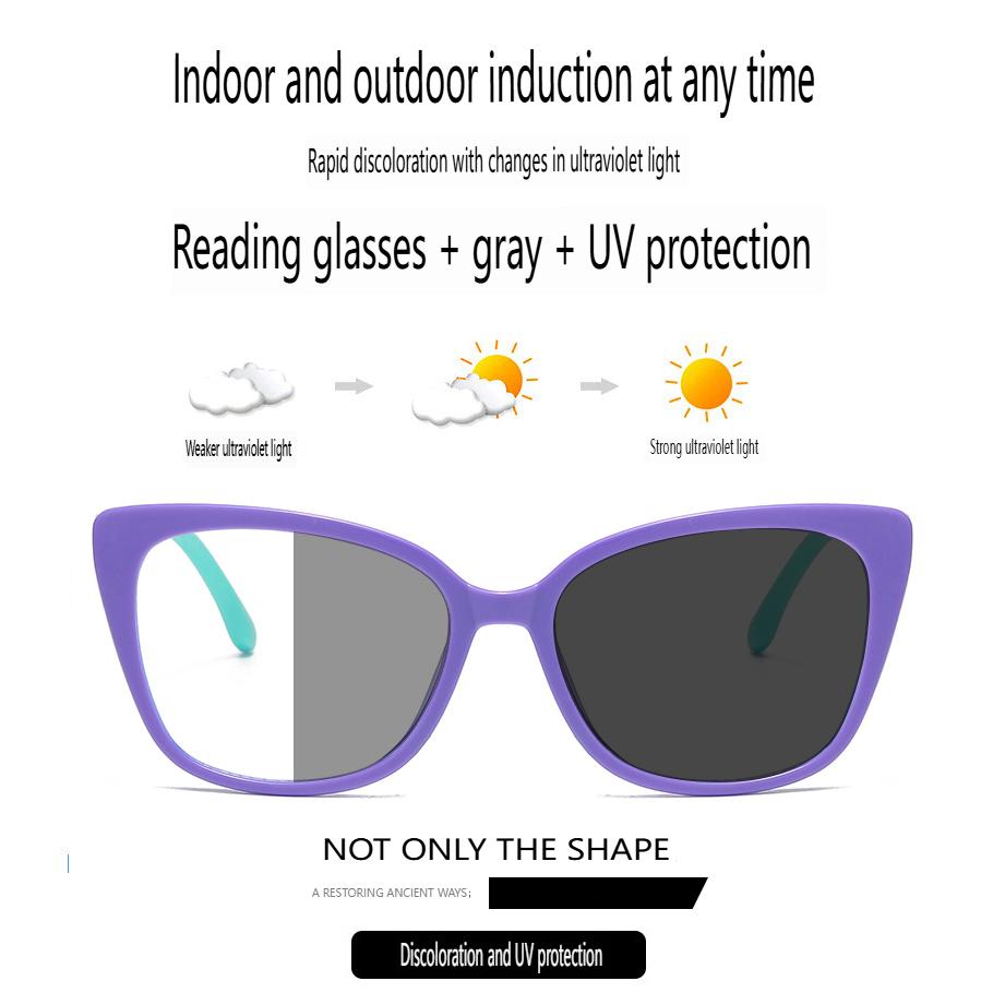 Photochromic Glasses Anti Blue Light Men Reading Glasses Square Retro Women Presbyopia Glasses Colorful Pretty Frame Resist Fatigue Optical Lenses
