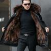 Мужская парка с подкладкой из цельного меха норки, новый зимний стиль, меховое пальто мехом к коже, имитация кашемира норки, средней длины
