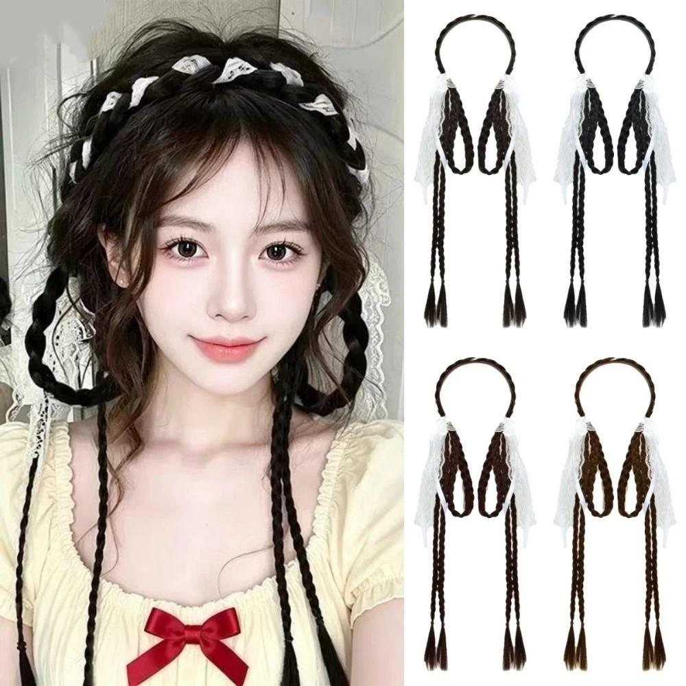 Synthetic Bunny Ear Headband Ponytail Ballet Style Long Pony Tail Hairpieces Cosplay