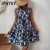 JPNTKY Women's Fashion Summer Spring Floral Print Sleeveless V-Neck Casual Dresses