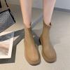 Мода 2024 года, осень, женские ботильоны, туфли на платформе, водонепроницаемые ботинки из искусственной кожи, женские белые короткие ботинки на плоской подошве с круглым носком, Botas De Mujer