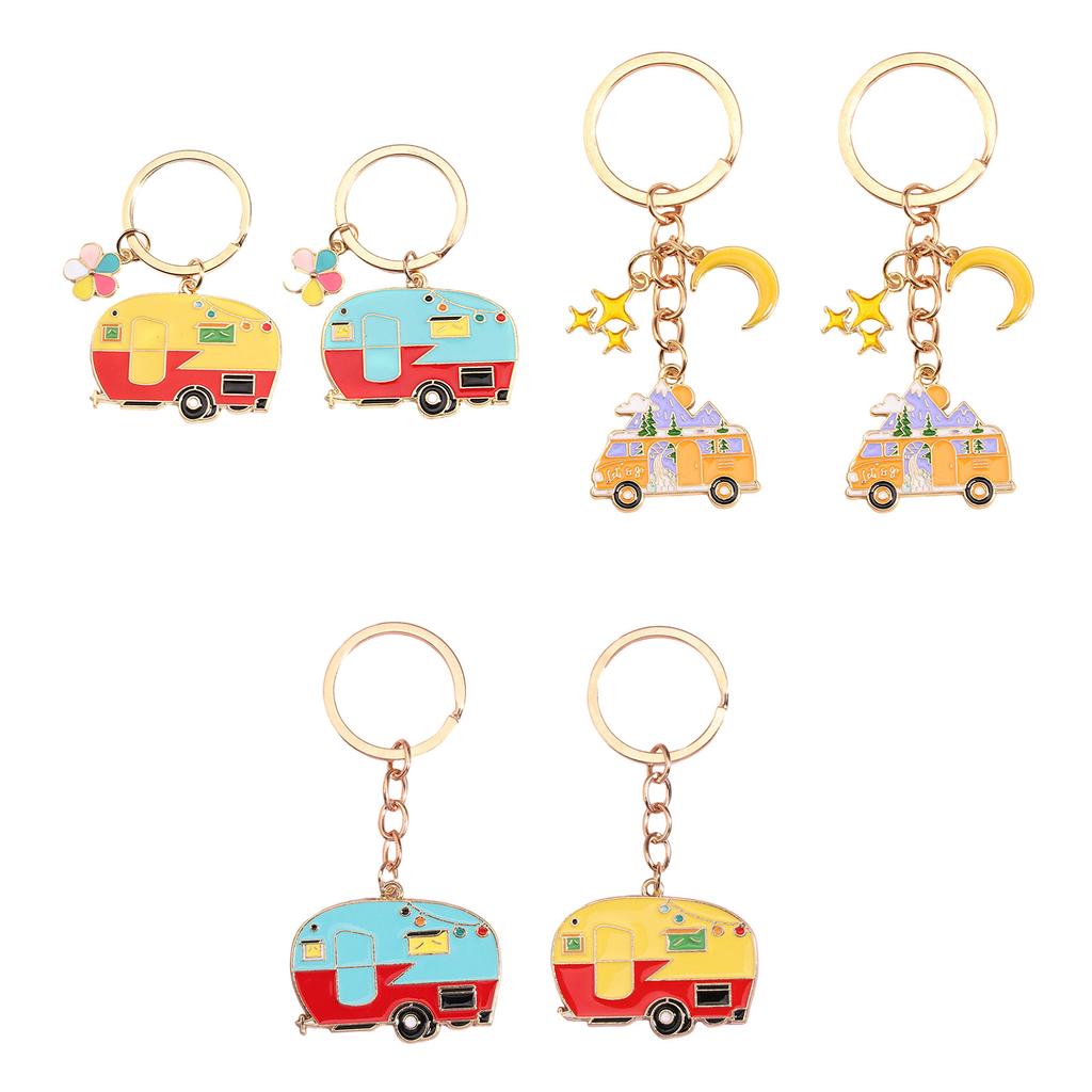 2Pcs Camping Keychain Set Colorful Motorhome Keyrings Stylish Bag Pendant Key Pendant Suitable for Travel Enthusiasts