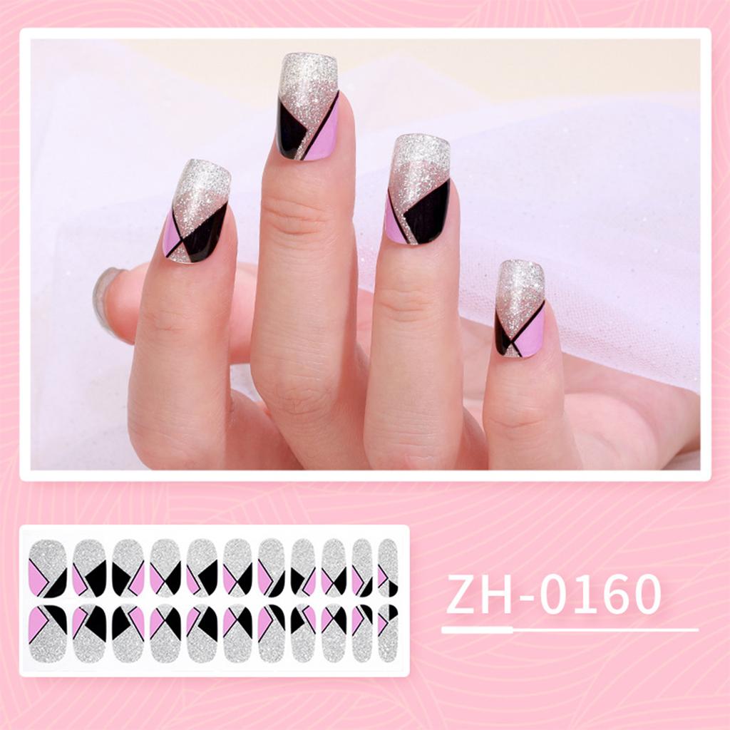 22 Finger Manicure Stickers Nail Polish Film Nail Stickers 5D Bronzing Waterproof Adhesive Nails Summer Hybrid