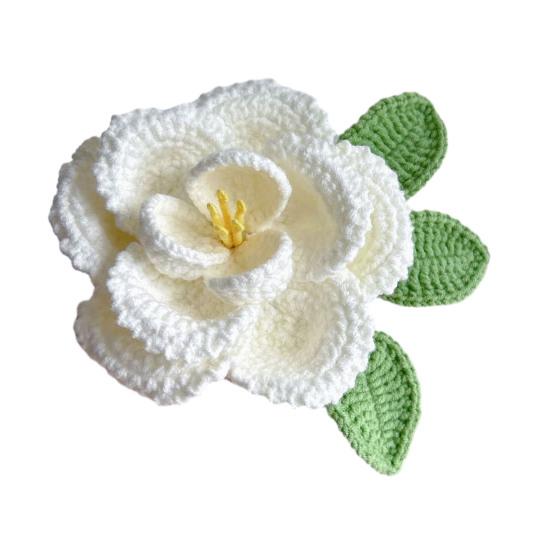 Ручная вязка крючком Цветок пиона Вязаный хлопковый букет пионов с листьями и длинным стеблем для свадебного домашнего декора Подарки на день рождения и годовщину