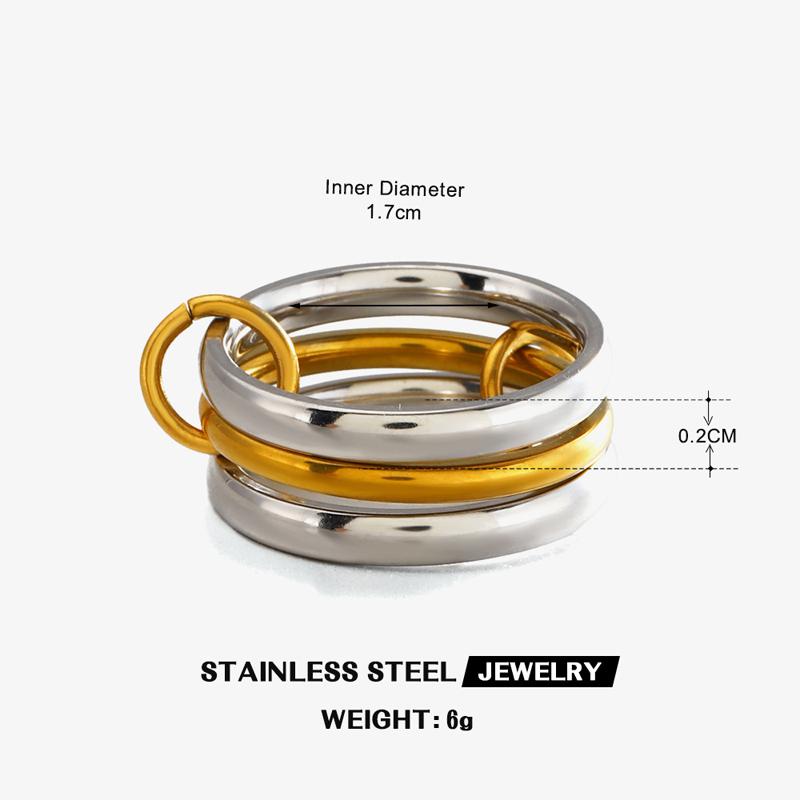 Hip Hop Multi-Layer Plain Circle Stainless Steel Ring for Women Fashion Stackable Index Finger Rings Personality Party Jewelry