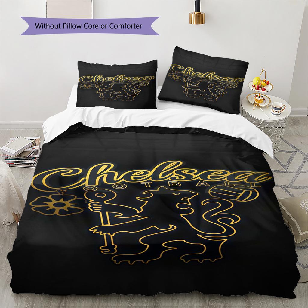 Chelsea FC football RugPattern Bedding Quilt Set Quilt Cover Pillowcase Home Decoration Birthday Gift (1 * duvet cover + 2 * pillowcase, without core)