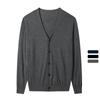 Men V-neck Sweater Cardigan Solid Color