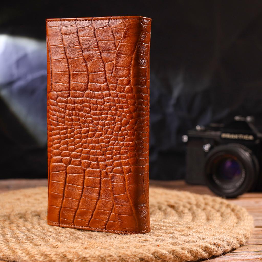 Качественный Женский кошелек с монетницей из натуральной фактурной кожи CANPELLINI Wallet 21528 Рыжий