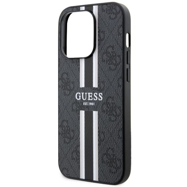 Etui do iPhone 14 Pro Max Guess 4G Printed Stripes MagSafe Czarny
