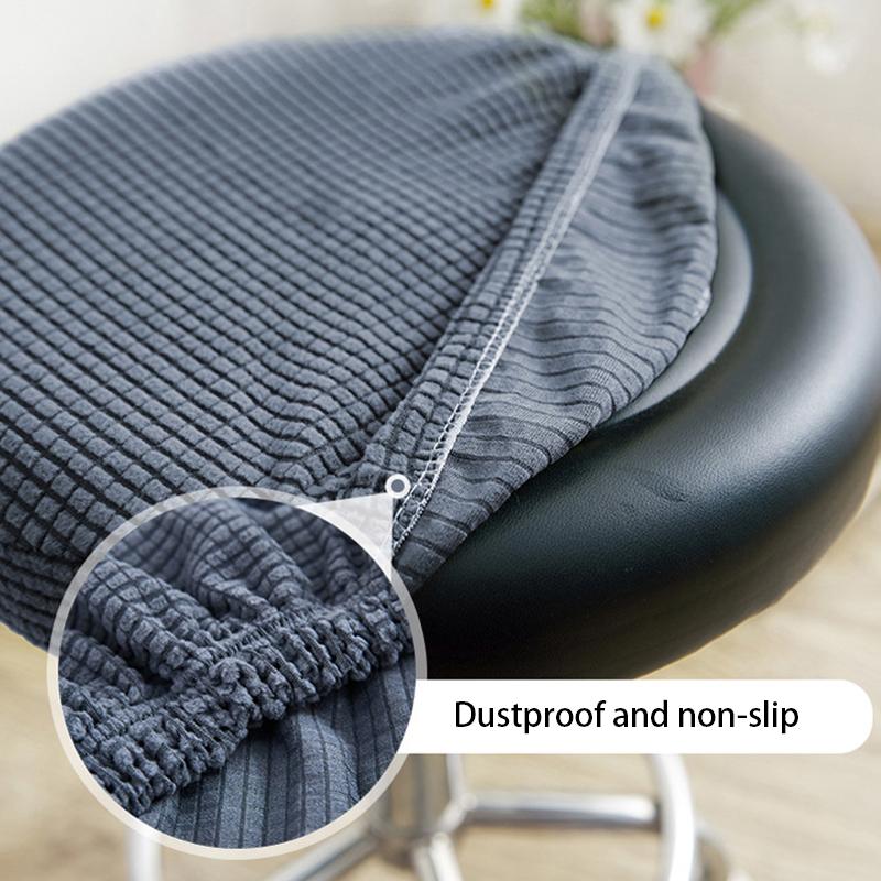 Slipcover Bar Stool Cover Round Chair Cover Anti-Dirty Solid Seat Cushion Protector Removable Stool