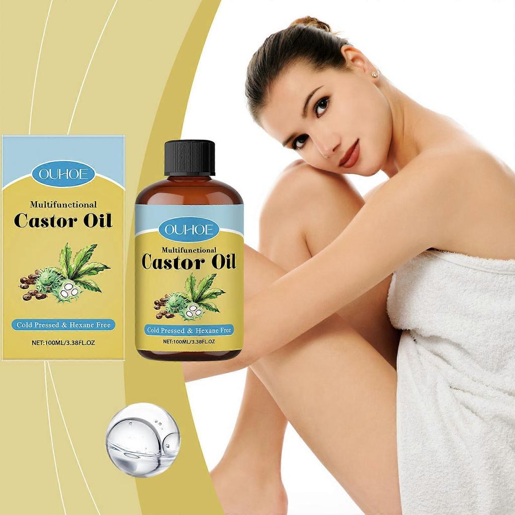 Organic castor oil nourishes and moisturizes hair, eyebrows, skin and body multi-effect care gentle massage 1