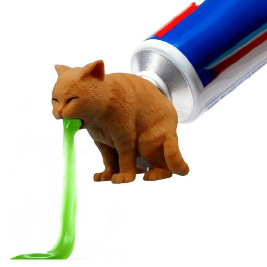 Yousheng Funny Pet Toothpaste Dispenser Pooping Dog Toothpaste Tube Topper Cat Vomiting Toothpaste Dispenser Gag Gift for Family Friends Dog Lovers