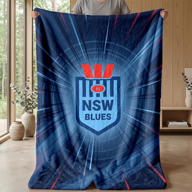 NSW Blues Flannel Fleece Blanket Cozy Warm Throw Blanket For Couch Bed Travel All Season Use