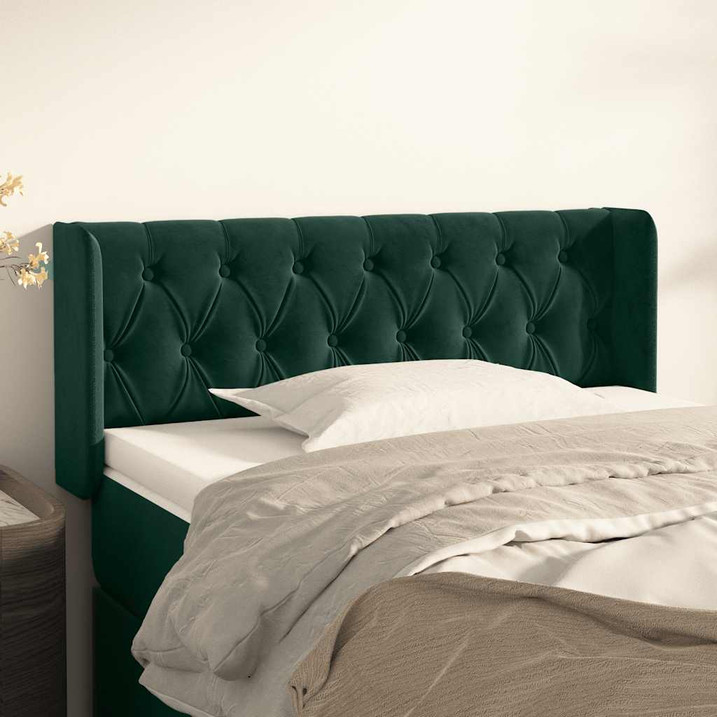 Headboard with Ears Dark Green 103 x 16 x 78 88 cm Velvet
