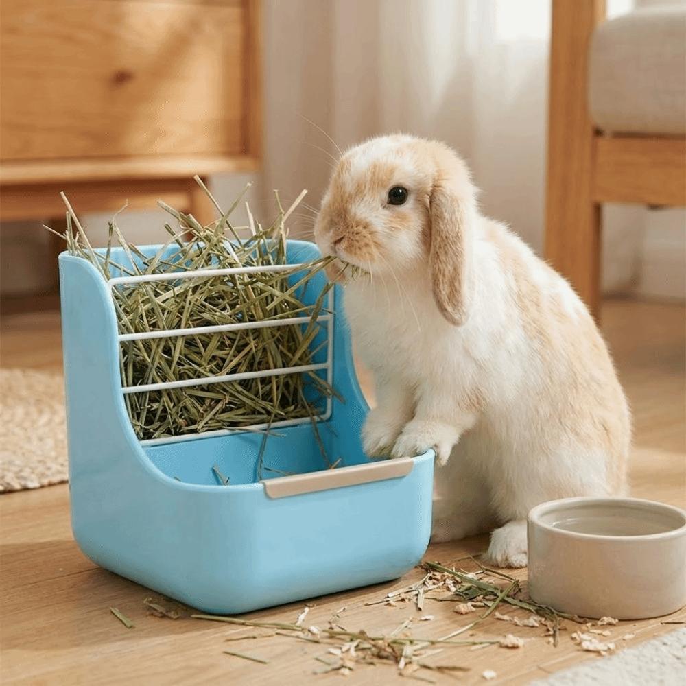 Cage Accessories 2 in 1 Hay Feeder Indoor Use Fixed Grass Rack Rabbit Hay Rack Chew-Proof Anti-Tip Small Animal Feeder Rabbits