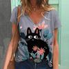 Summer Women's T Shirt Cat Print Casual Short Sleeve 3d T-Shirts Fashion Streetwear Crew Neck Pullover Female Oversized Clothing