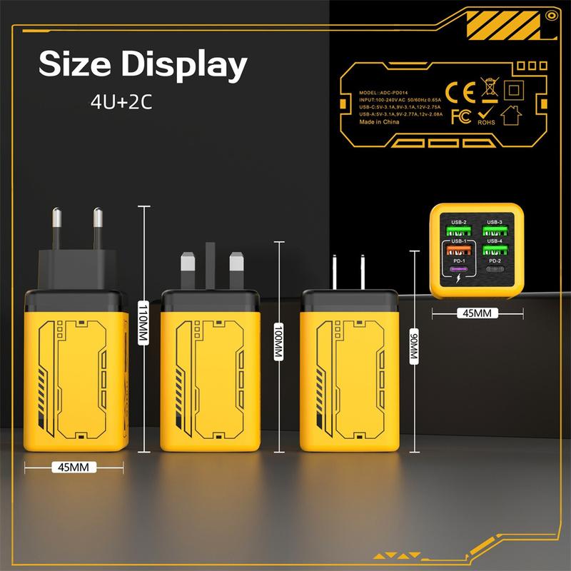 PD 240W Type C USB Fast Charge Charger Multi Ports For iPhone Samsung Huawei Xiaomi Oneplus 6 In 1 Quick Charging Phone Adapter