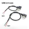 30cm 5V USB 2.0 2 4 Pin Wire Diy Male Connector Plug Jack Right Angel Elbow Connector Power Charge Extension Cable Cord Adapter