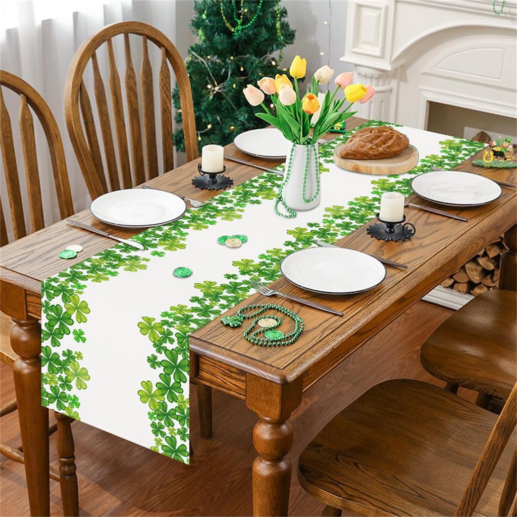 Улица. Зеленый печатный баннер Paul's Table Banner Home Living Room Cabinet Decoration Tablecloth Mat Tea Flag Cross Border Festival Tablecloth