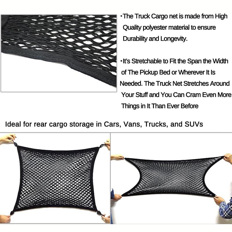 Растягивающаяся грузовая сетка, наружные аксессуары автомобиля, регулируемая эластичная сетка для хранения багажника с крючком для внедорожников, легковых и грузовых автомобилей