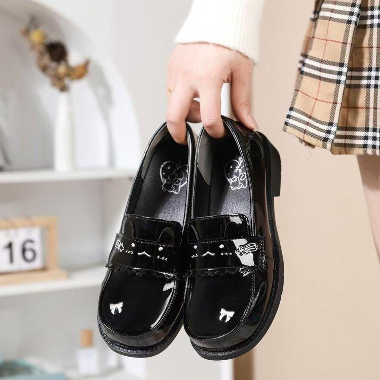 Black Thick Heel Platform College Uniform Small Leather Shoes Women's Autumn New French Heightening Mary Jane Shoes Short Single Shoes