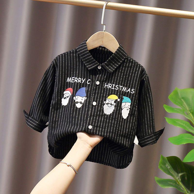 Модные полосатые рубашки с длинными рукавами для мальчиков, детская одежда маленьких и средних размеров, детские топы с мультяшными рисунками на весну и осень