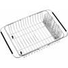SANNO Expandable Wire Dish Drainer, Sliding Dish Drainer, Dish Drainer Rack, Kitchen Rack, Dish Holder with Cutlery Holder, Stainless Steel