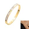 Alloy Bangle With 3 Shining Diamonds and White Shell Accent Fashion Accessory for Stylish Everyday Jewelry Pieces