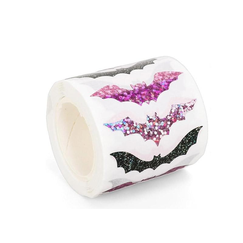 500pcs/roll Flash Bat Stickers Halloween Sticker Laser Halloween Gift Seal Sticker Stationery Stickers Envelope Journal Decor