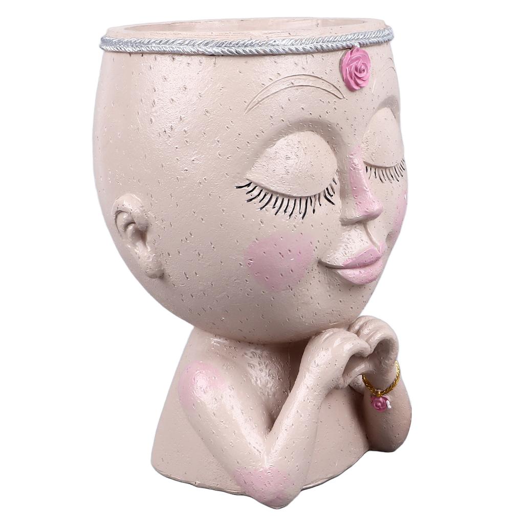 Горшок для растений в виде лица из смолы Love Style Lady Head Succulent Planter Women Face Flower Pot with Drainage