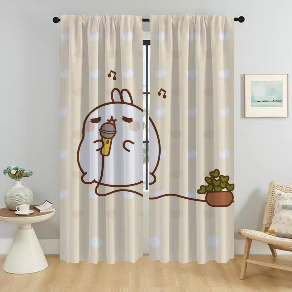 Molang Anti-mosquito Curtains 2 Pieces Halloween Decoration Window Curtain for Room 2 Panel Home Interior Curtains Partition
