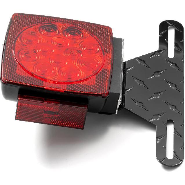 CZC AUTO Aluminum Trailer License Plate Light Bracket With Light Mount Hole For Trailers Trucks (Black)