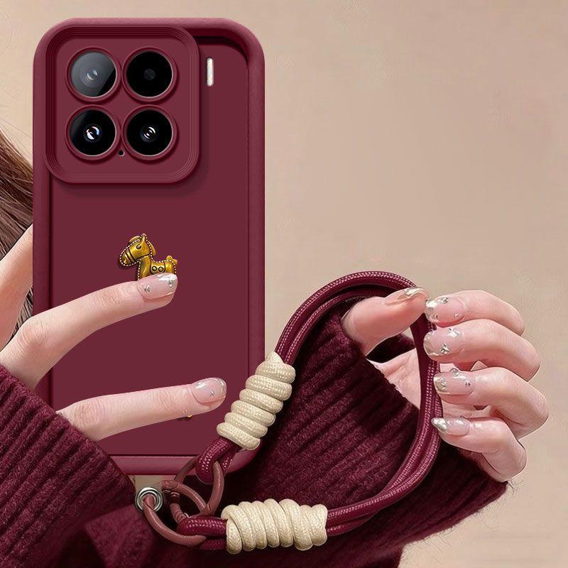Чехол для Xiaomi 15T Pro Милый 3D Золотая Лошадь С ремешком Чехол для телефона Для Mi 15 T 15T 14T 13T Pro Матовый Мягкий Силиконовый Чехол