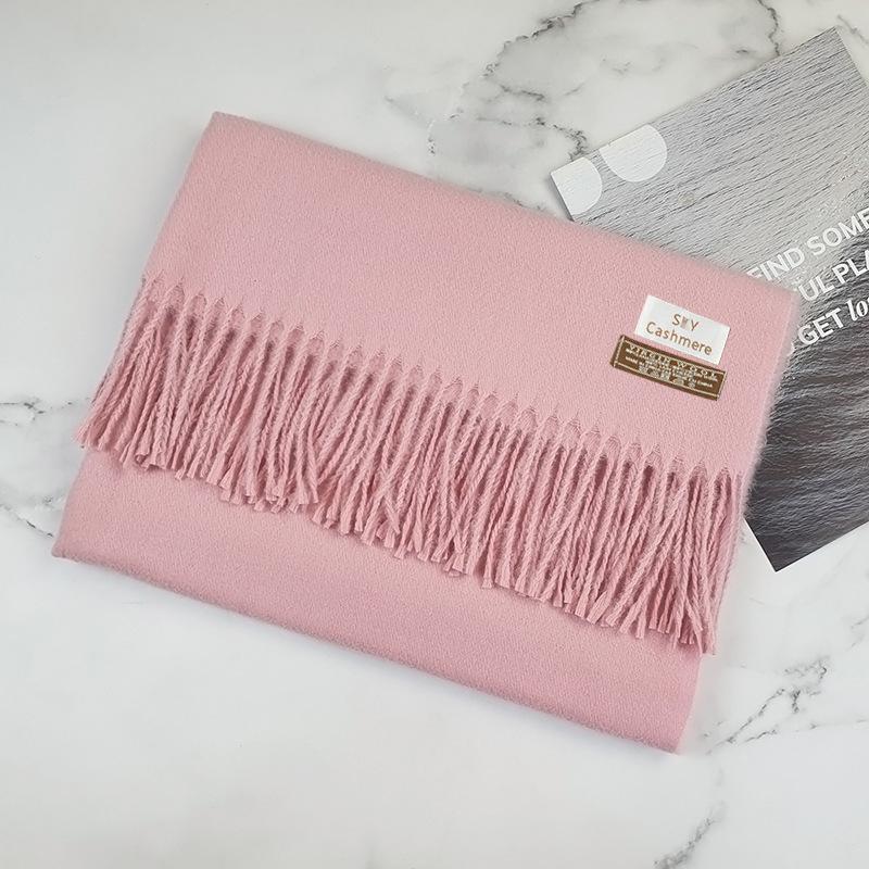 200 * 70 см толстый однотонный женский кашемировый имитационный шарф для зимы роскошная женская шерстяная шаль
