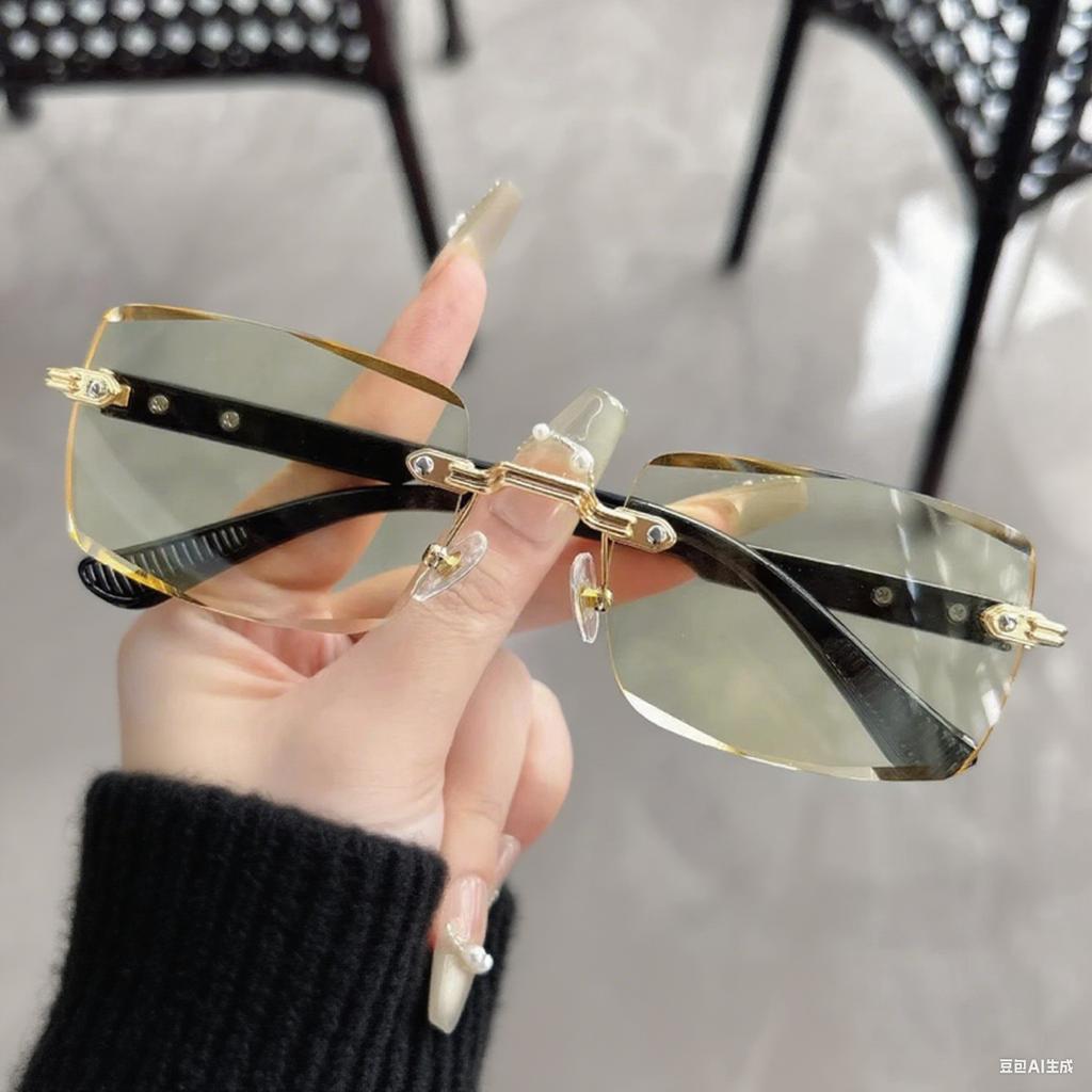 Желтые линзы Безободковые Ночного видения Очки для чтения Высокой четкости Защита от синего света Осветляющие Очки с обрезкой края диоптрии +4.0