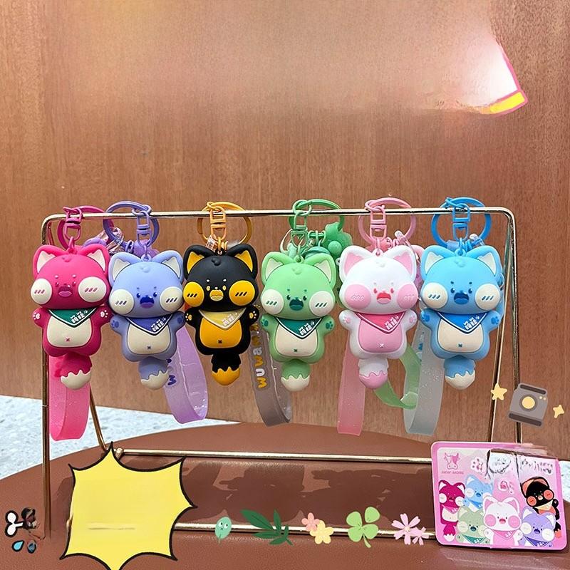 Cute Cartoon Cat Silicone Keychain Originality Bag Pendant For Gift Kids