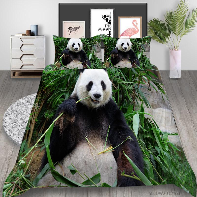 3D Panda Series Bedding Set Animal Theme Series Quilt Cover Pillow Case 2 or 3 Pieces of Microfiber Fabric AU Extra Large Home Decoration