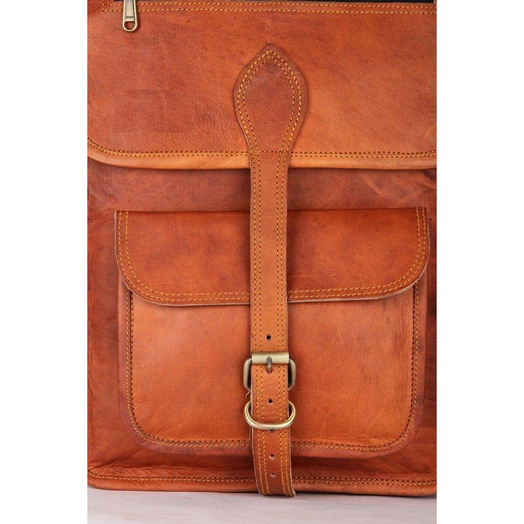 Brown Leather Men's Backpack Rucksack Bag Vintage Shoulder Laptop Messenger Bag