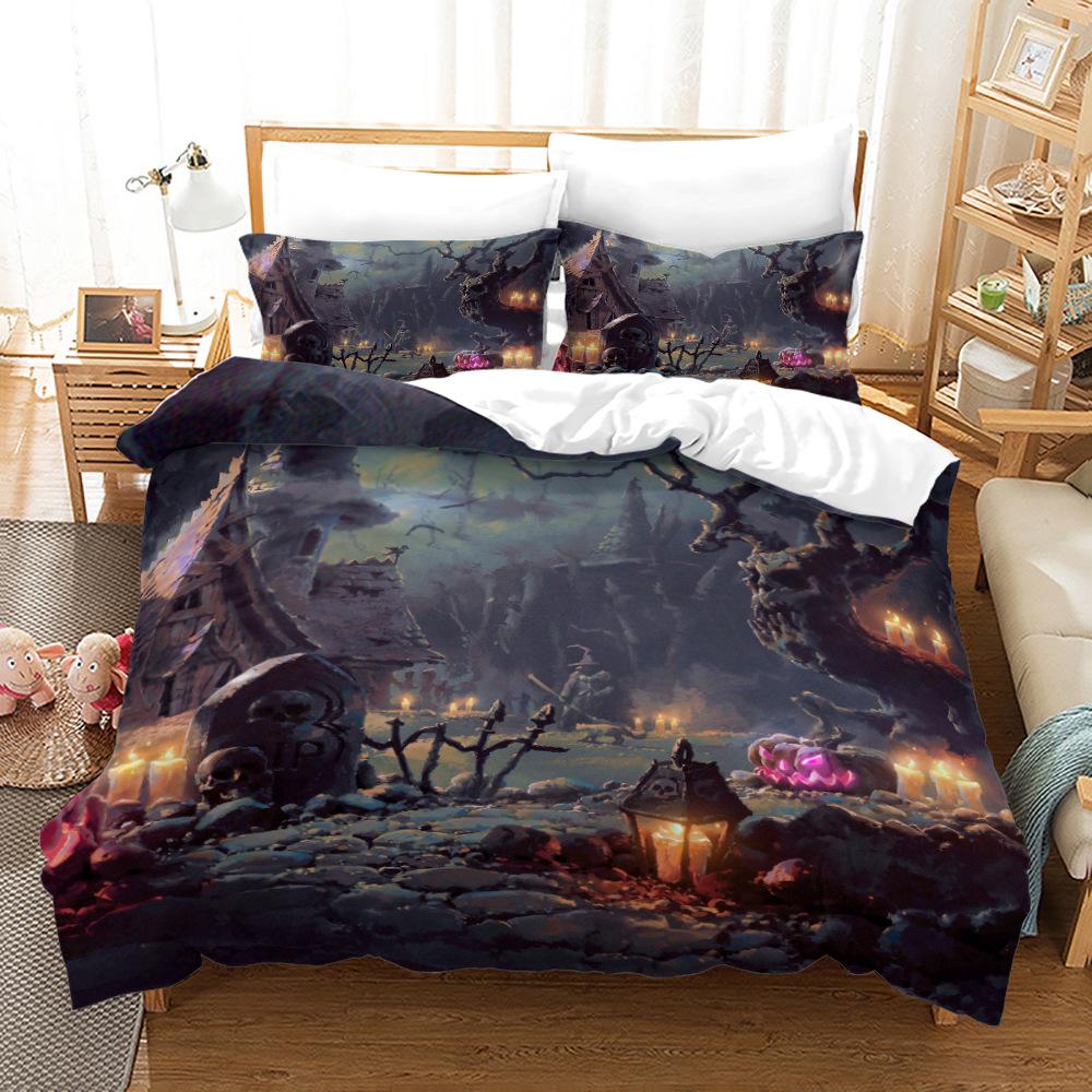 3D Halloween Bedding Set Pumpkin Ghost Quilt Cover Pillow Case 2 or 3 Pieces DE135 * 200 Halloween Atmosphere Decoration Soft Home Decoration