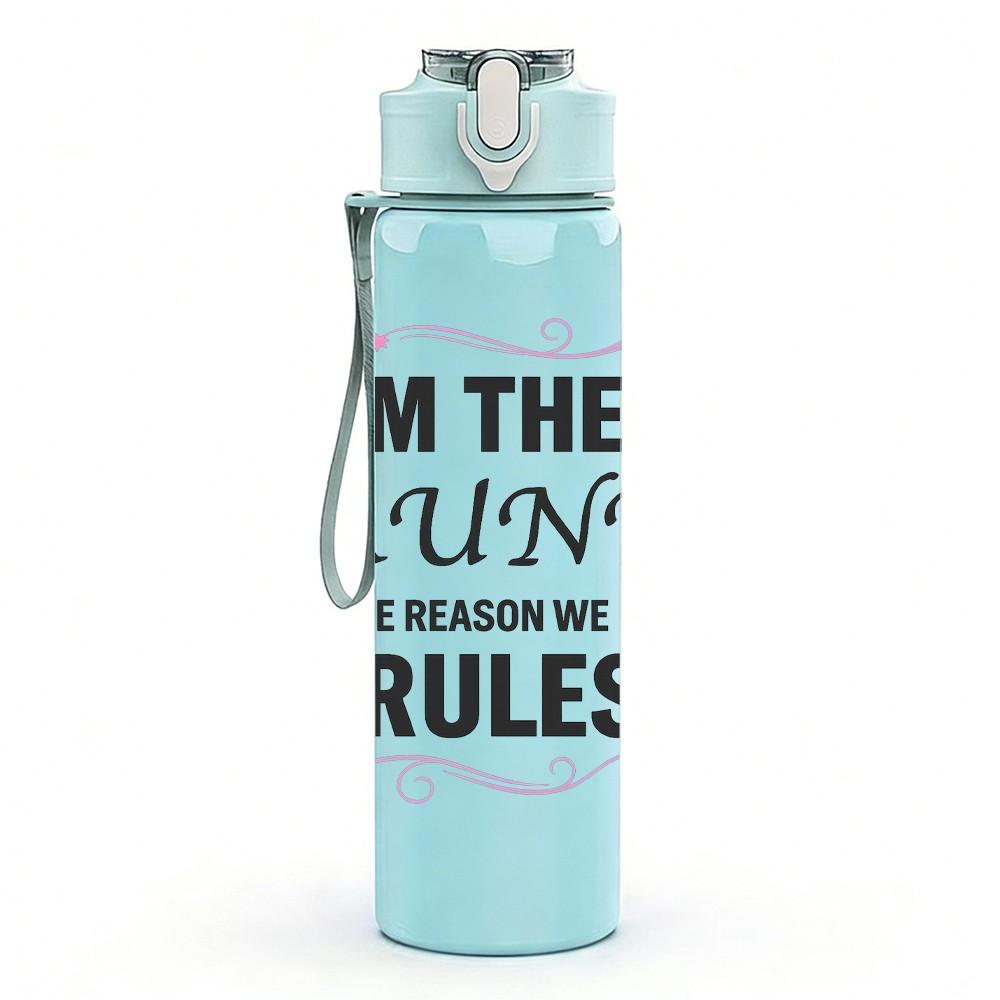 1PC I'm The Aunt Rules Star Text 750ml Color Plastic Sports Water Bottle Leakproof Flip Straw Lid Suitable for Sports Office Home Use
