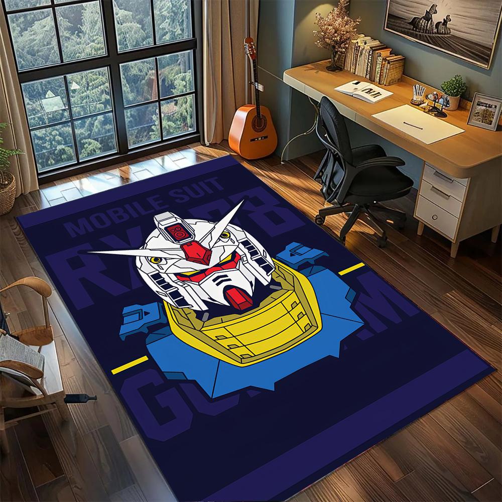 Vintage Gundam Manga Panel Monochrome Style Rug Carpet Large Area Rug Non Slip Washable Floor Mat Gamer Room Bedroom Home Decor