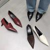 Модные женские туфли-лодочки Модные туфли с острым носком Слипоны Женские элегантные одинарные туфли Тонкий низкий каблук Туфли для платья Босоножки на каблуке Zapatos De Mujer