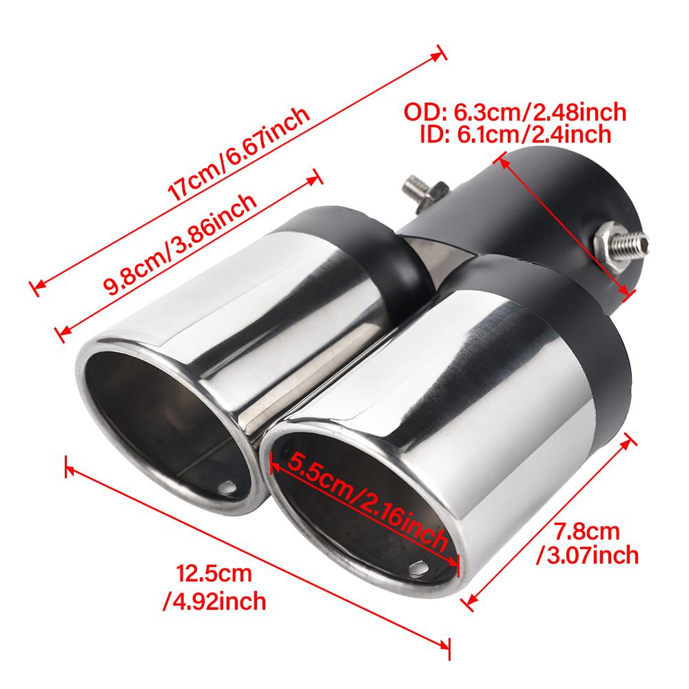 Универсальный автомобильный глушитель, выхлопная труба, патрубок глушителя, наконечник глушителя из нержавеющей стали, хромированная круглая труба, выхлопной патрубок.