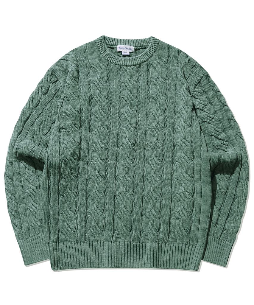 NAMERCLOTHING Pigment Aran Cable Sweater Vintage Green